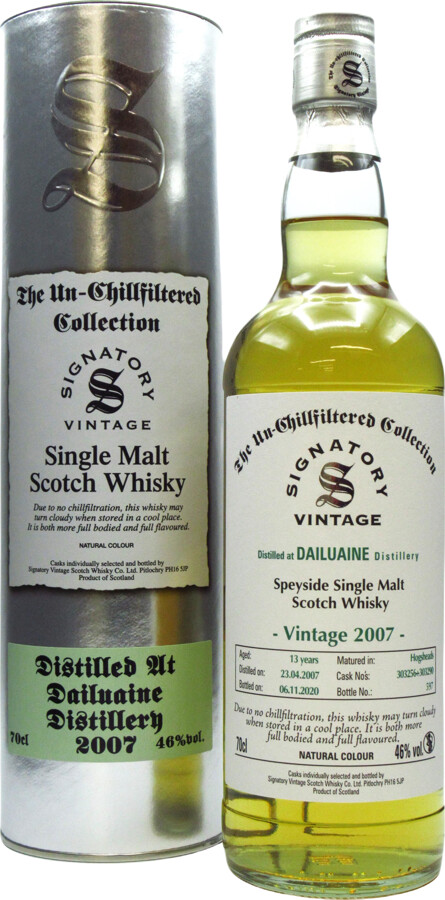 Dailuaine 2007 SV The Un-Chillfiltered Collection 303256 & 303290 46% 700ml