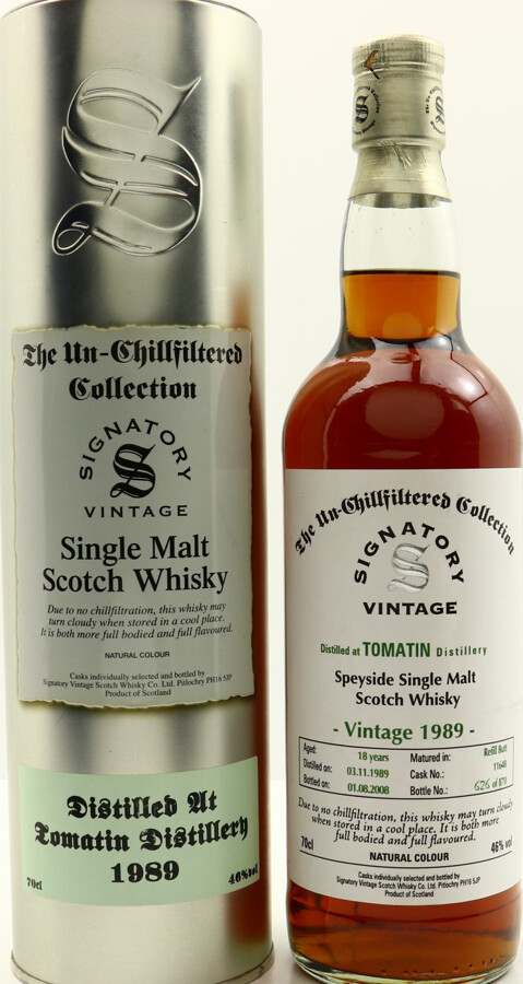Tomatin 1989 SV The Un-Chillfiltered Collection 18yo Refill Butt #11648 46% 700ml