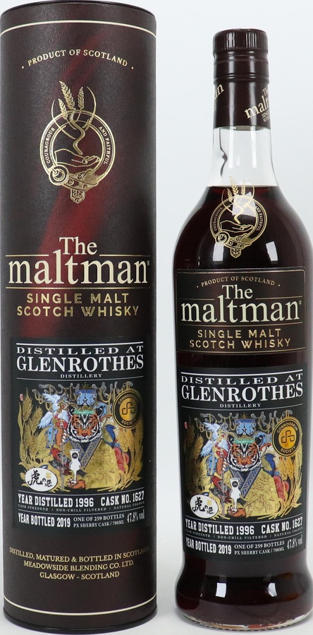 Glenrothes 1996 MBl The Maltman PX Sherry Cask #1627 Connoisseur Society Taiwan 47.8% 700ml