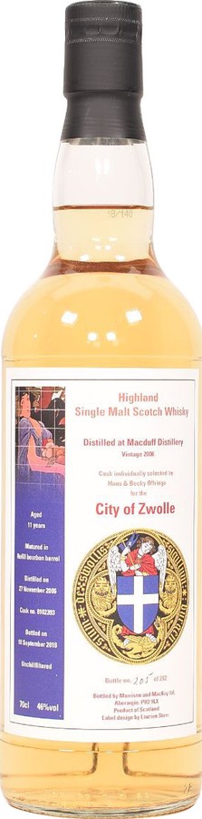 Macduff 2006 MMcK City of Zwolle Refill Bourbon Barrel #8102393 46% 700ml