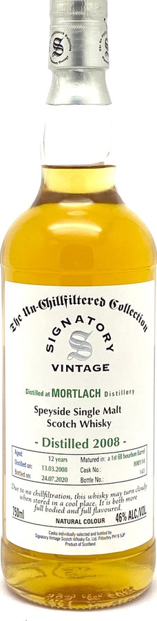 Mortlach 2008 SV The Un-Chillfiltered Collection 1st Fill Bourbon Barrel #800114 46% 750ml