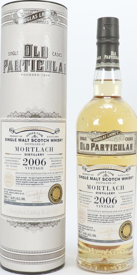 Mortlach 2006 DL Old Particular The Chairman's Choice Refill Hogshead UK Exclusive 54.9% 700ml