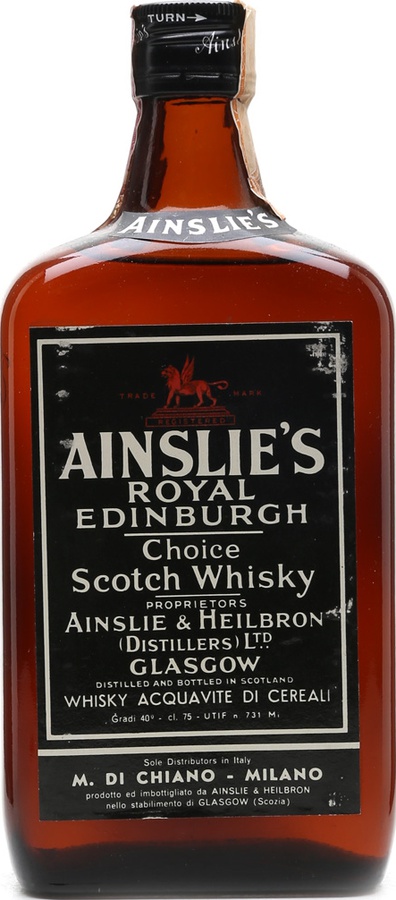 Ainslie's Royal Edinburgh Choice Scotch Whisky M. Di Chiamo Milano 40% 750ml