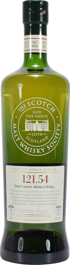 Arran 2002 SMWS 121.54 Don't worry about a thing 9yo Refill Barrel 58.9% 700ml