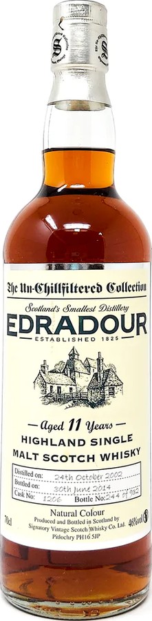 Edradour 2002 SV The Un-Chillfiltered Collection Sherry Butt #1206 46% 700ml