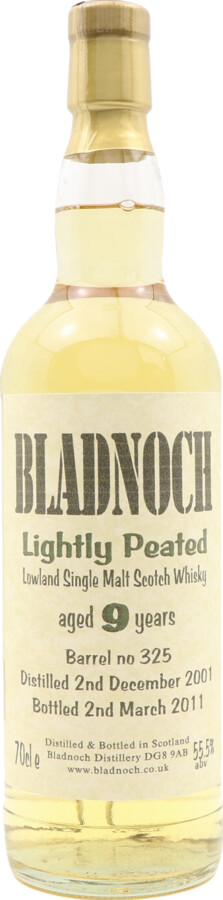 Bladnoch 2001 Lightly Peated 9yo Barrel #325 55.5% 700ml