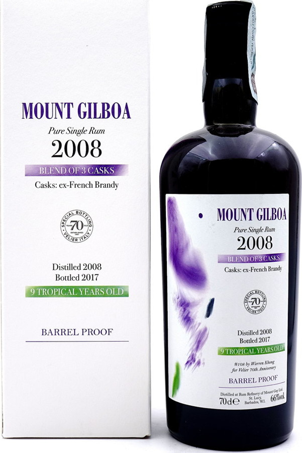 Velier Mount Gilboa 2008 70th Anniversary 66% 700ml