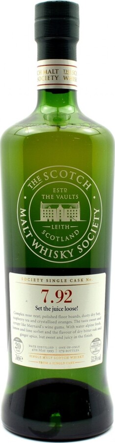 Longmorn 1993 SMWS 7.92 Set the juice loose 20yo Refill Ex-Bourbon Hogshead 53.5% 700ml