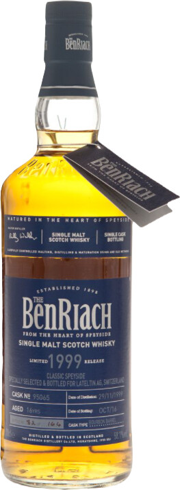 BenRiach 1999 Single Cask Bottling #95065 Lateltin AG 58.1% 700ml