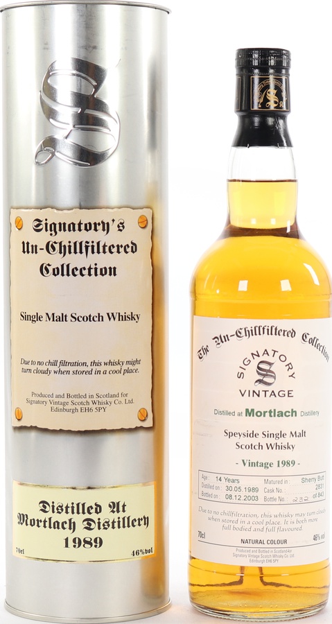 Mortlach 1989 SV The Un-Chillfiltered Collection Sherry Butt #2831 46% 700ml
