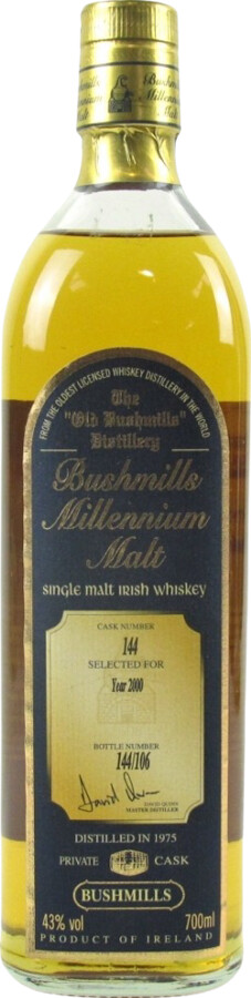 Bushmills 1975 Millennium Malt Cask no.144 Selected for Year 2000 The Angel's Share 43% 700ml