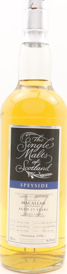 Macallan 1990 SMS The Single Malts of Scotland Bourbon Barrel 52979/89/99 46% 700ml