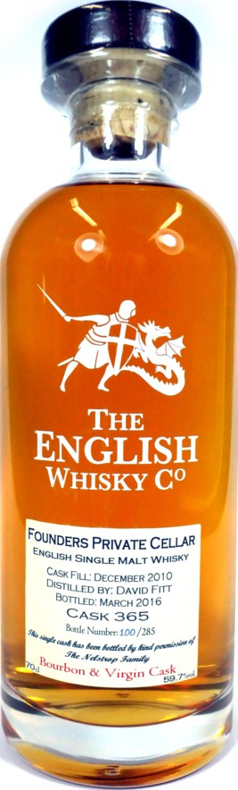 The English Whisky 2010 Founders Private Cellar Bourbon & Virgin Oak #365 59.7% 700ml