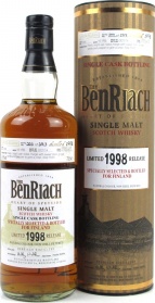 BenRiach 1998 Single Cask Bottling Virgin American Oak Finish #7456 58.5% 700ml
