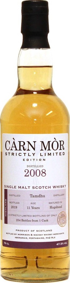 Tamdhu 2008 MMcK Carn Mor Strictly Limited Edition 47.5% 700ml