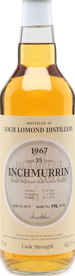 Inchmurrin 1967 AdW #5672 Imported & Bottled by Adolf Weisenbach 52.2% 700ml