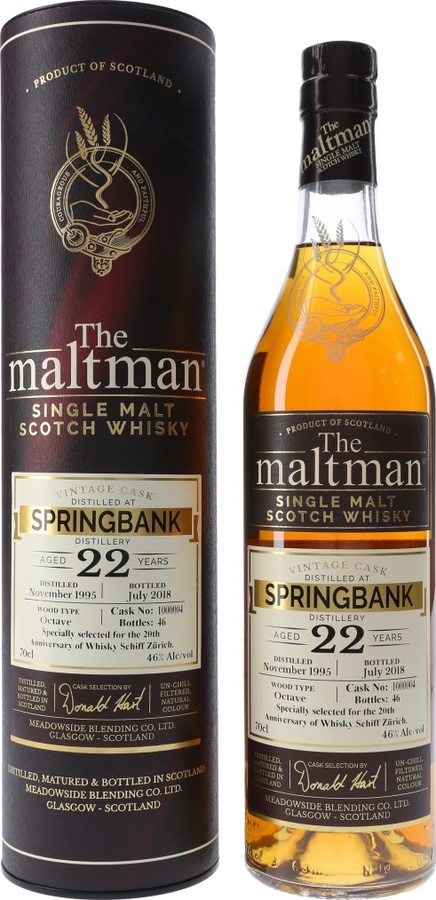 Springbank 1995 MBl The Maltman Octave #1000004 Whisky-Schiff Zurich 2018 46% 700ml