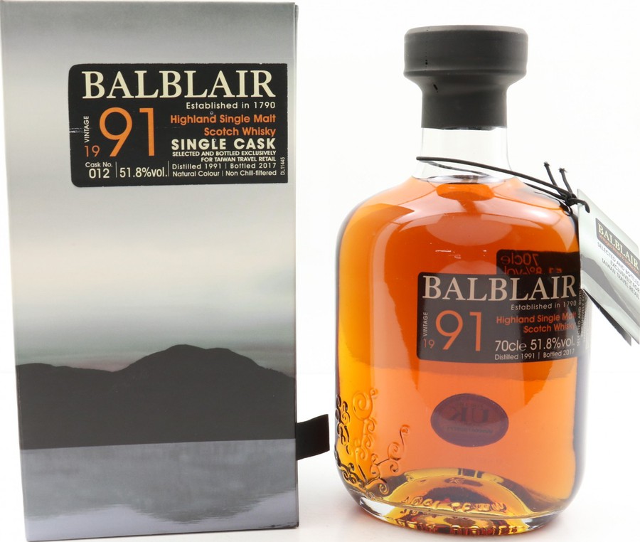 Balblair 1991 Single Cask #12 Taiwan Travel Retail 51.8% 700ml