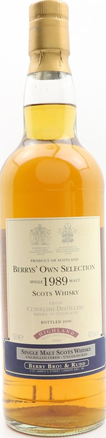 Clynelish 1989 BR Berrys Own Selection Sherry Cask #00068 46% 700ml