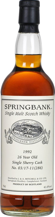 Springbank 1992 Private Bottling Sherry Cask 03/17-11 (286) 41% 700ml