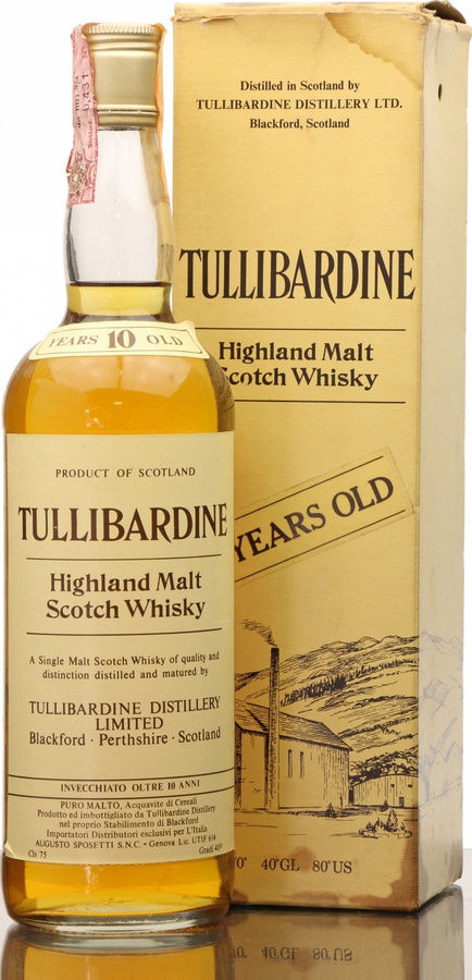 Tullibardine 10yo Highland Malt Scotch Whisky Augusto Sposetti S.N.C. Genova 40% 750ml