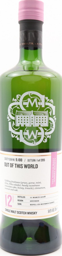 Glen Grant 2008 SMWS 9.188 Out of this world Refill Ex-Bourbon Barrel 54.9% 700ml