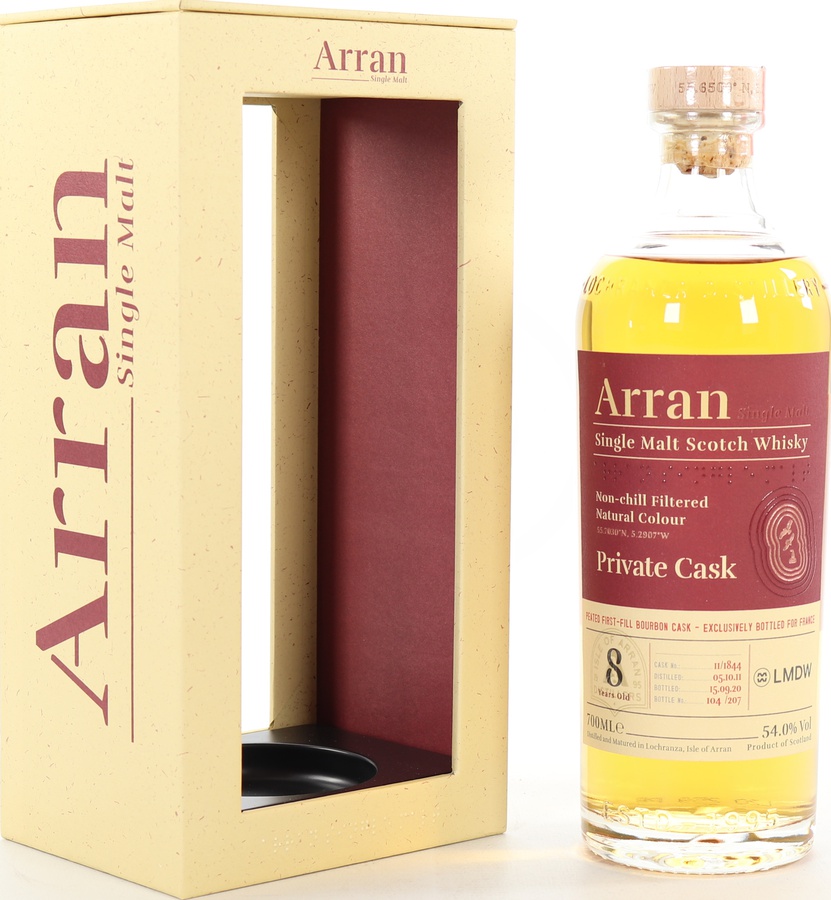 Arran 2011 Private Cask Peated First Fill Bourbon 11/1844 LMDW 54% 700ml