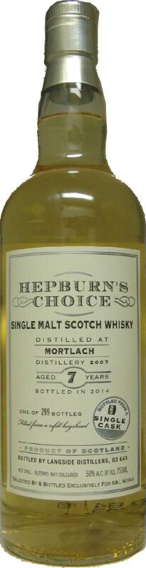 Mortlach 2007 LsD Hepburn's Choice 7yo Refill Hogshead K&L Wine Merchants 58% 750ml