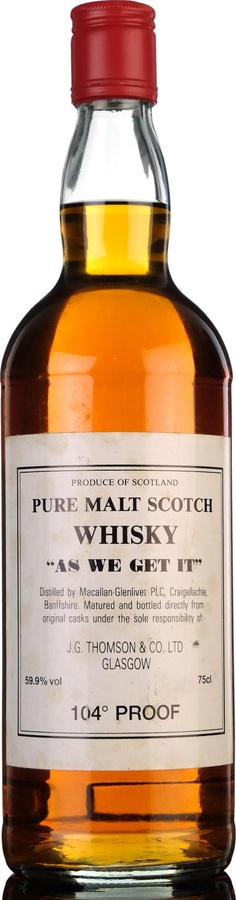Macallan As We Get It JGT Pure Malt Scotch Whisky 104 Proof 59.9% 750ml