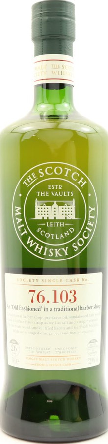 Mortlach 1987 SMWS 76.103 An Old Fashioned in a traditional barber shop Refill Ex-Bourbon Hogshead 52.9% 700ml