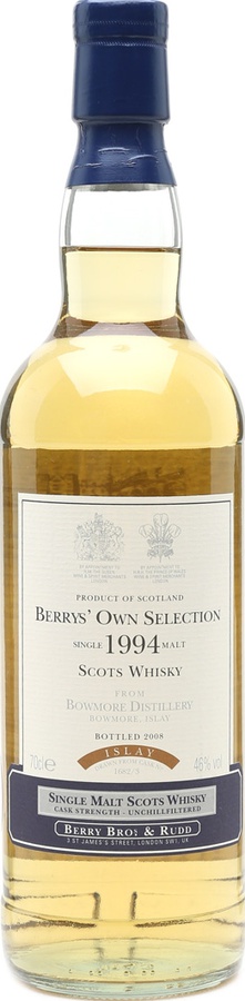 Bowmore 1994 BR Berrys Own Selection 1682/3 46% 700ml