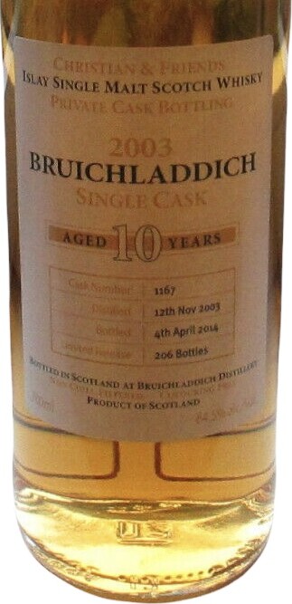 Bruichladdich 2003 IS&m Private Cask Bottling 10yo #1167 64.5% 700ml