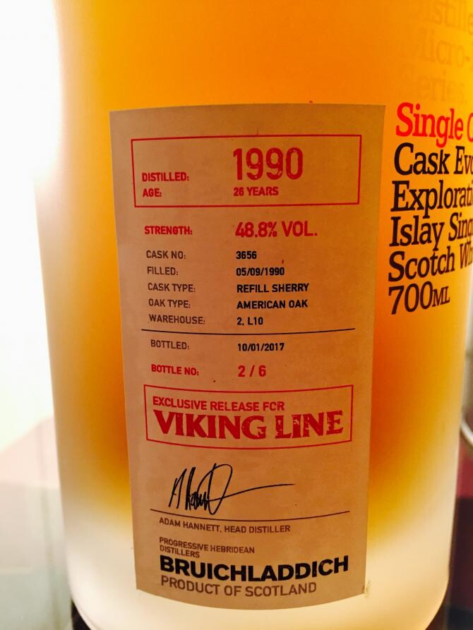 Bruichladdich 1990 Micro-Provenance Series Exclusively for Viking Line Refill Sherry #3656 48.8% 700ml