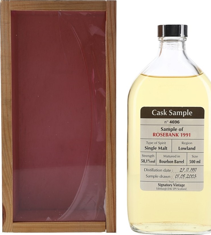 Rosebank 1991 SV Cask Sample Bourbon Barrel #4696 58.1% 500ml