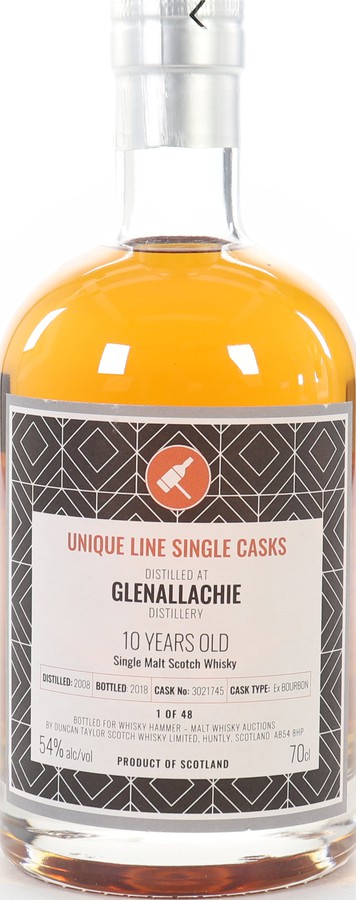 Glenallachie 2008 DT Unique Line Single Casks Ex-Bourbon #3021745 Whisky Hammer Malt Whisky Auctions 54% 700ml