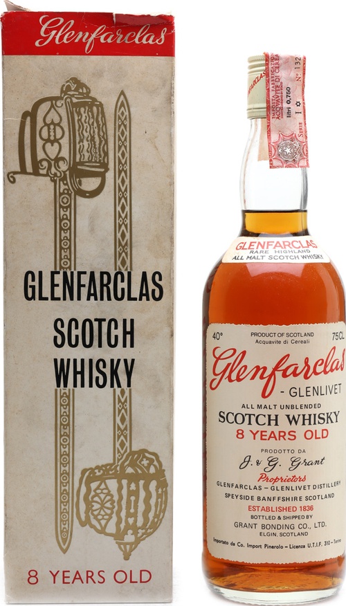 Glenfarclas 8yo All Malt Unblended Scotch Whisky Co. Import Pinerolo Torino Italy 40% 750ml