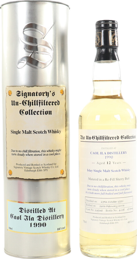 Caol Ila 1990 SV The Un-Chillfiltered Collection 12yo Refill Sherry Butt #13938 46% 700ml
