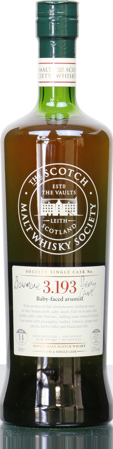 Bowmore 1997 SMWS 3.193 Baby-faced arsonist Refill Sherry Butt 57.7% 700ml