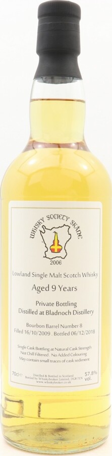 Bladnoch 2009 WhB Whisky Society Skane 9yo Bourbon Barrel 57.8% 700ml