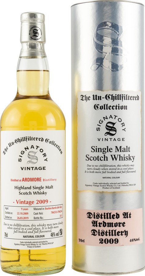 Ardmore 2009 SV The Un-Chillfiltered Collection Bourbon 706252 & 706254 46% 700ml