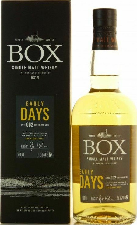 Box Early Days 1st Fill Bourbon Barrels Batch 002 France Germany Denmark and Australia 51.5% 500ml