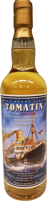Tomatin 2011 JW Great Ocean Liners Bourbon Cask #029 The Whisky Fair Limburg 2019 57.5% 700ml