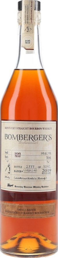 Bomberger's Declaration Small Batch Kentucky Straight Bourbon Charred White Oak Barrel 54% 700ml