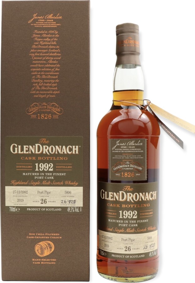 Glendronach 1992 Single Cask Port Pipe 26yo 51.8% 700ml