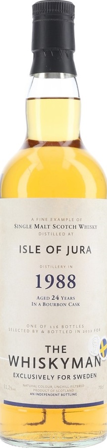 Isle of Jura 1988 TWhm Bourbon Cask Exclusively for Sweden 51.2% 700ml