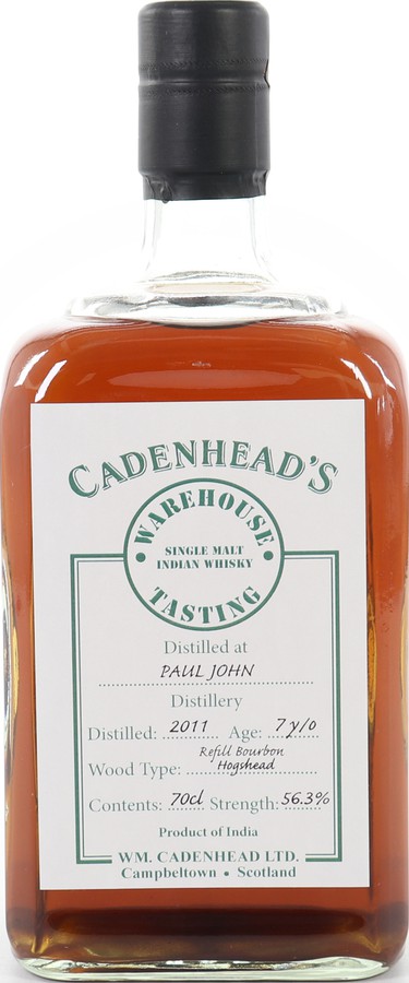Paul John 2011 CA Warehouse Tasting Refill Bourbon Hogshead 56.3% 700ml