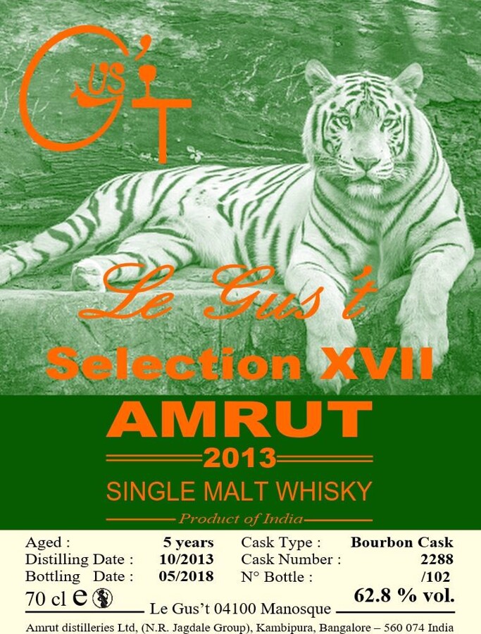 Amrut 2013 LEG Selection XVII 5yo Bourbon Cask #2288 62.8% 700ml