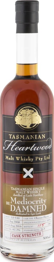 Heartwood 2008 Mediocrity Be Damned Oloroso Sherry LD530 Dedicated to Lyn Lark 67.2% 500ml