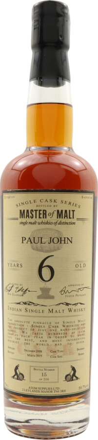 Paul John 2008 MoM Single Cask Series 6yo 59.7% 700ml