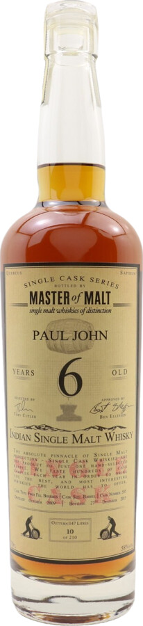 Paul John 2009 MoM Single Cask Series 6yo #555 58% 700ml